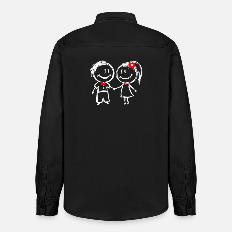 Couple Amour relation Romance Saint Valentin - Chemise unisexe coupe décontractée bio Stanley/Stella - noir délavé