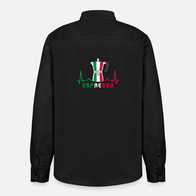Herzfrequenz Espresso Design / Geschenkidee - Relaxed Fit Unisex Organic Hemd von Stanley/Stella - washed Black