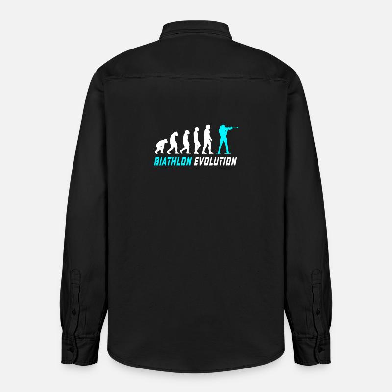 Evolution Biathlon Design / Geschenkidee - Relaxed Fit Unisex Organic Hemd von Stanley/Stella - washed Black