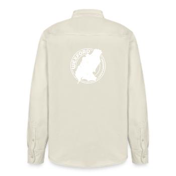 Wexford Ireland Map | County Outline Stamp - Relaxed Fit Unisex Organic Shirt by Stanley/Stella - soft Ecru - Back - AI Model Male 178 light (178cm)