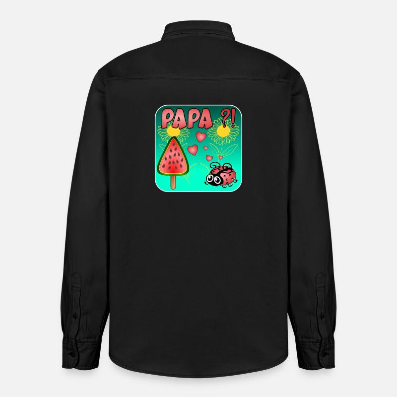 Wassermelonen Eiscreme - PAPA MARIENKÄFER - Relaxed Fit Unisex Organic Hemd von Stanley/Stella - washed Black