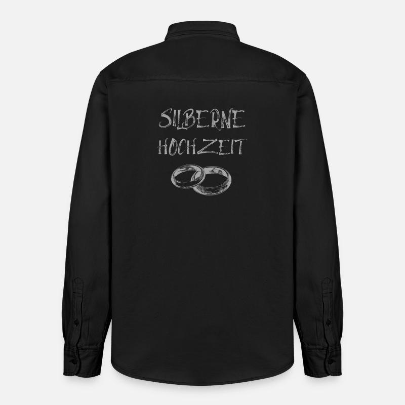 Silberne Hochzeit Text Silberne Eheringe - Relaxed Fit Unisex Organic Hemd von Stanley/Stella - washed Black