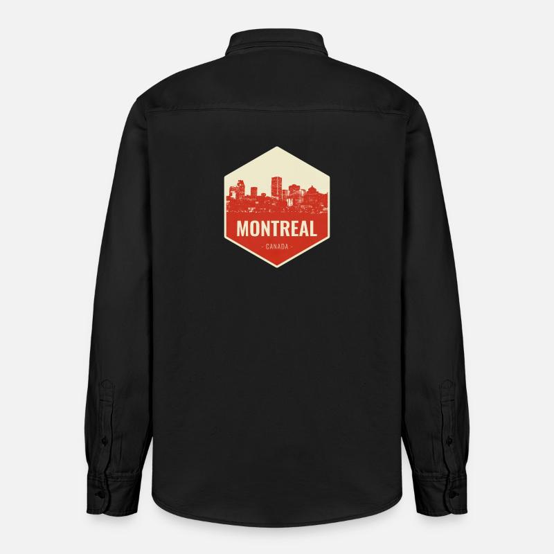 Écusson rétro Montréal Skyline - Chemise unisexe coupe décontractée bio Stanley/Stella - noir délavé