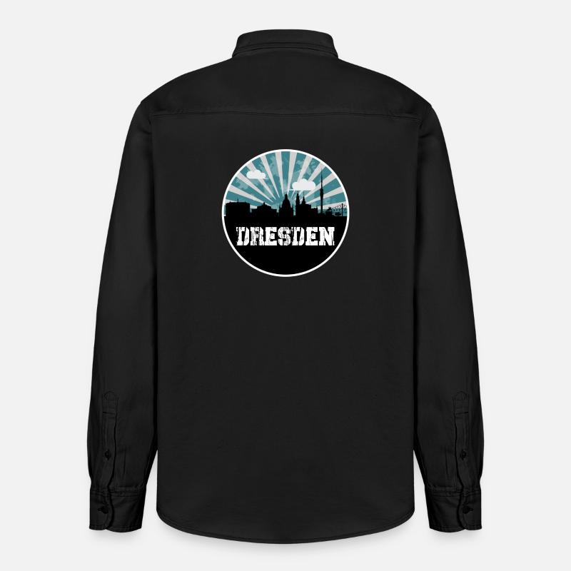 Dresden Blue Hour Skyline - Relaxed Fit Unisex Organic Hemd von Stanley/Stella - washed Black