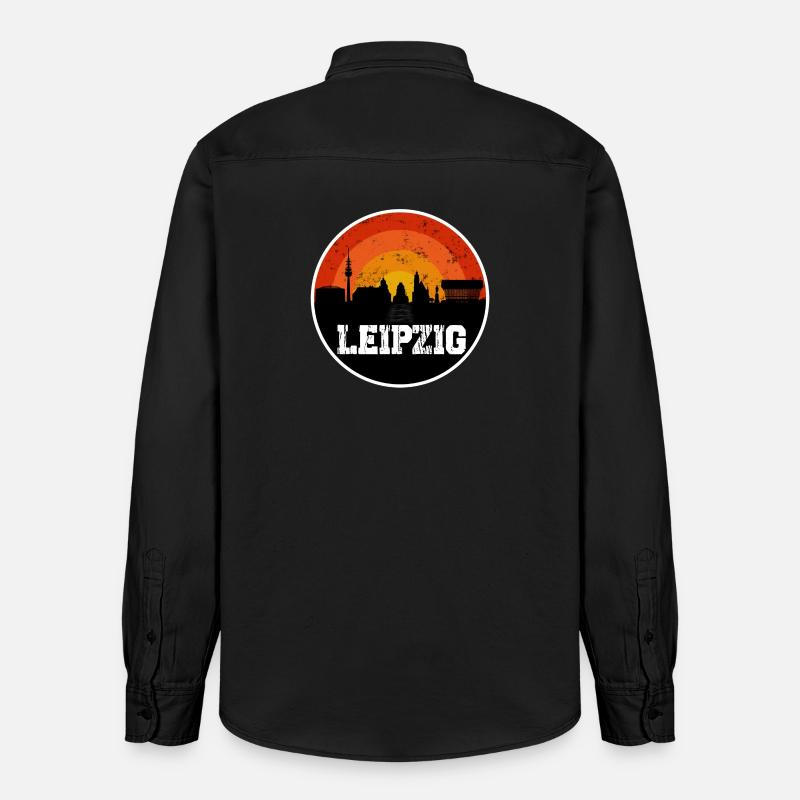 Leipzig Skyline - Relaxed Fit Unisex Organic Hemd von Stanley/Stella - washed Black