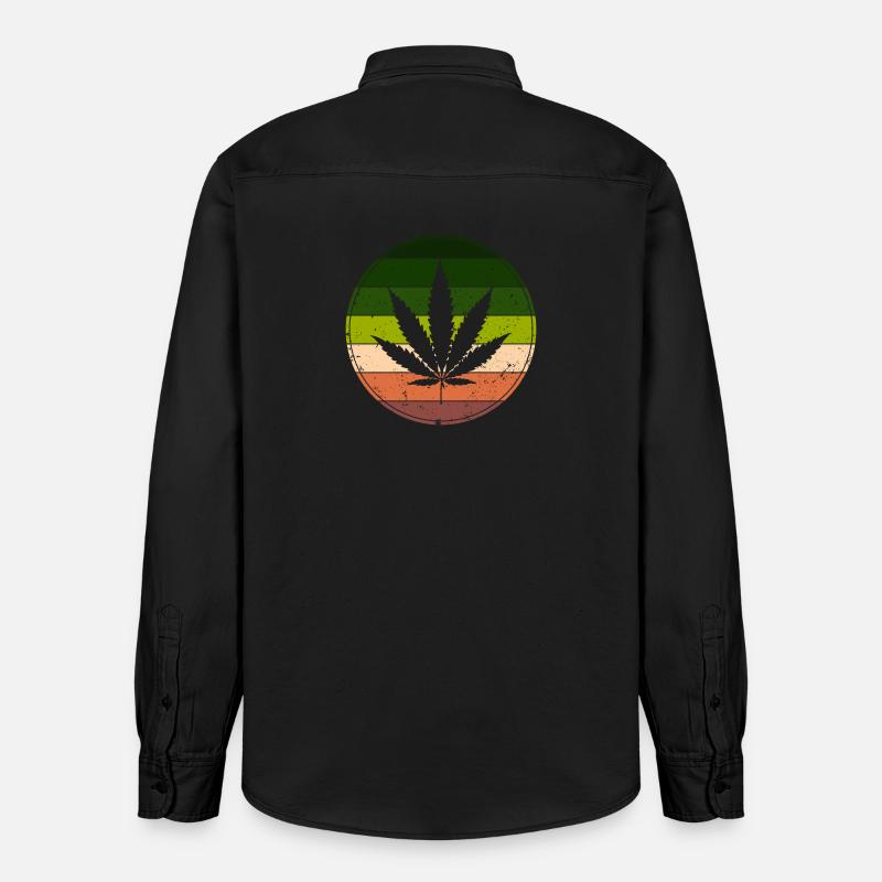 Retro Rainbow Cannabis Runde - Relaxed Fit Unisex Organic Hemd von Stanley/Stella - washed Black
