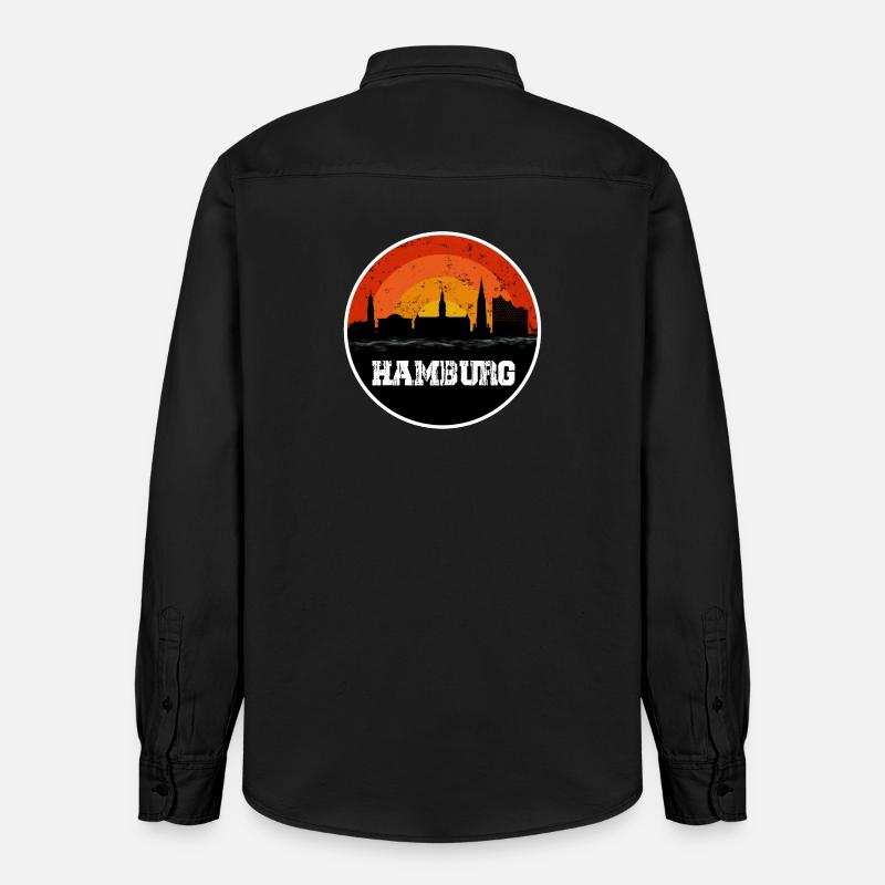 Hamburg Skyline Original - Chemise unisexe coupe décontractée bio Stanley/Stella - noir délavé