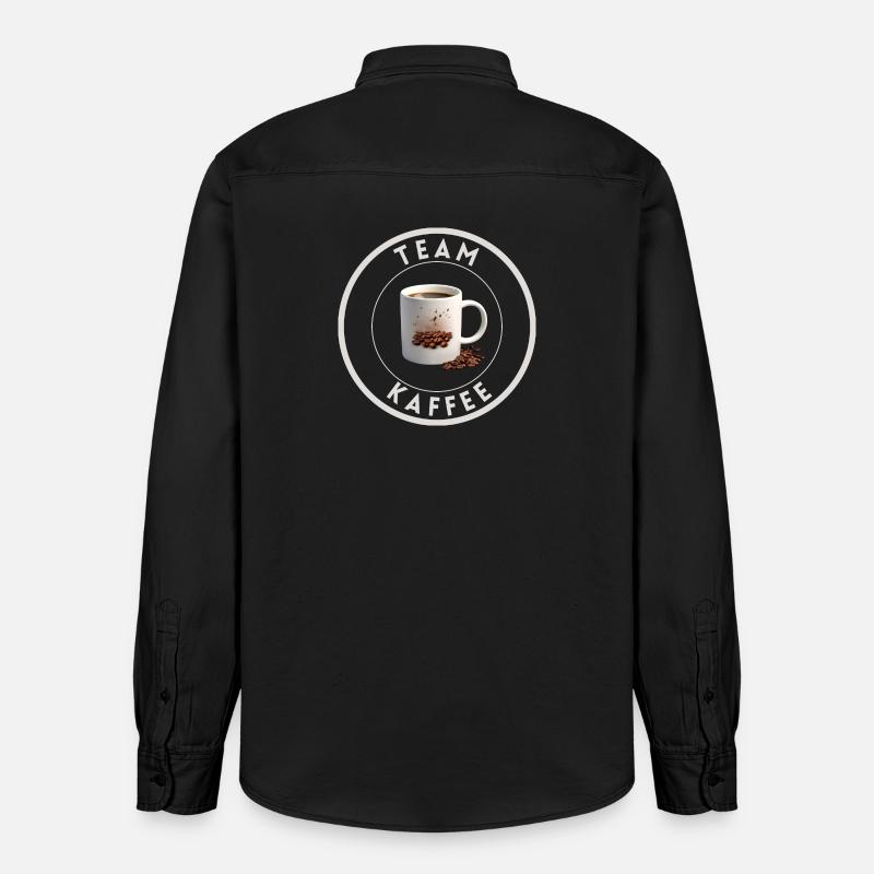 "Team Kaffee" hell - Relaxed Fit Unisex Organic Hemd von Stanley/Stella - washed Black