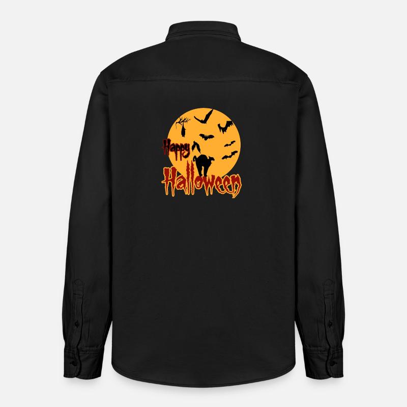 Joyeux chat de lune d’Halloween - Chemise unisexe coupe décontractée bio Stanley/Stella - noir délavé