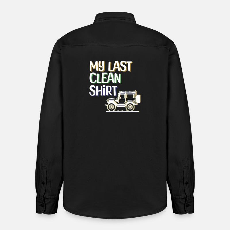 Camper Wanderer Statement Camping Wohnwagen - Relaxed Fit Unisex Organic Hemd von Stanley/Stella - washed Black