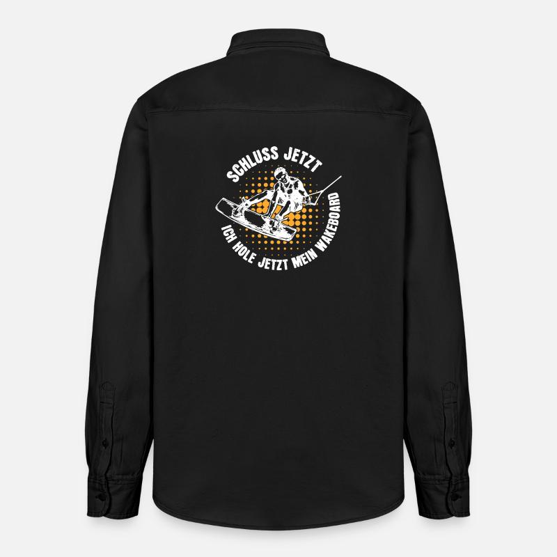 Stunt Wakeboard Surfboard Kitesurfer Statement - Relaxed Fit Unisex Organic Hemd von Stanley/Stella - washed Black