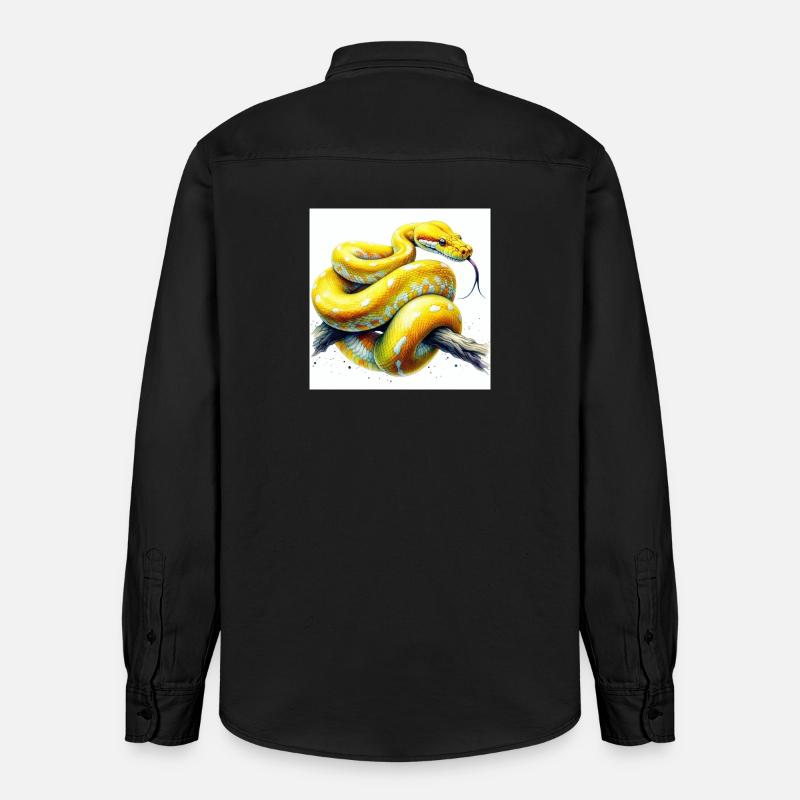 Yellow python - Relaxed Fit Unisex Organic Shirt by Stanley/Stella - washed black