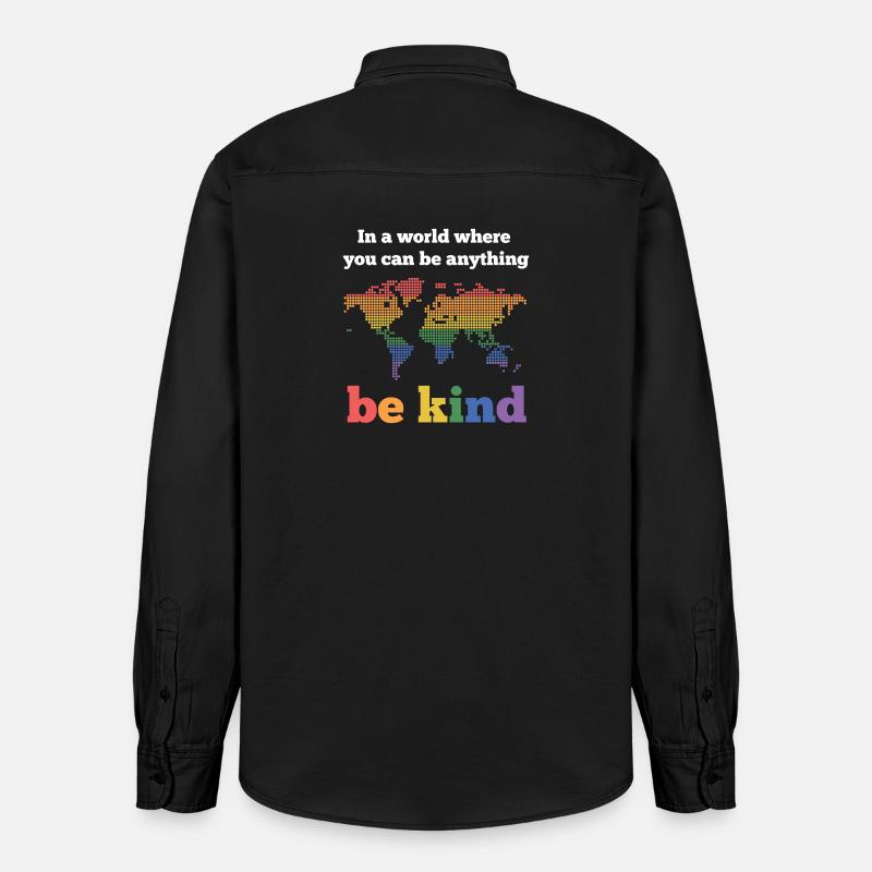 LGBTQ-Pride-Monat - Sei freundlich - Relaxed Fit Unisex Organic Hemd von Stanley/Stella - washed Black
