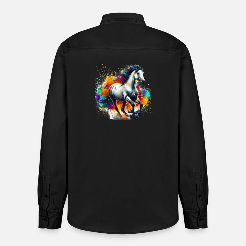 Cheval - Chemise unisexe coupe décontractée bio Stanley/Stella - noir délavé
