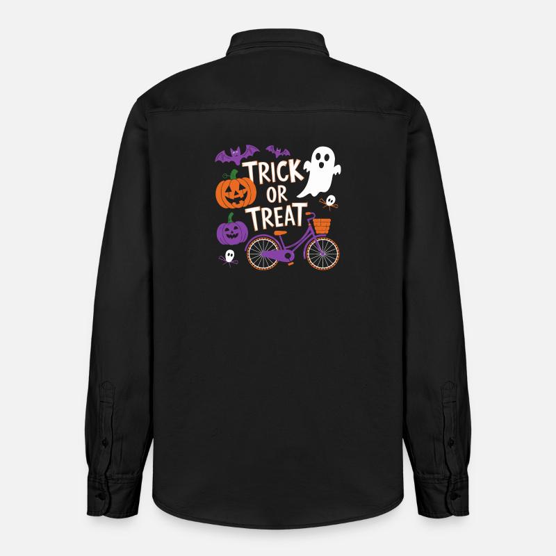 Halloween Fahrrad Süßes oder Saures Design - Relaxed Fit Unisex Organic Hemd von Stanley/Stella - washed Black
