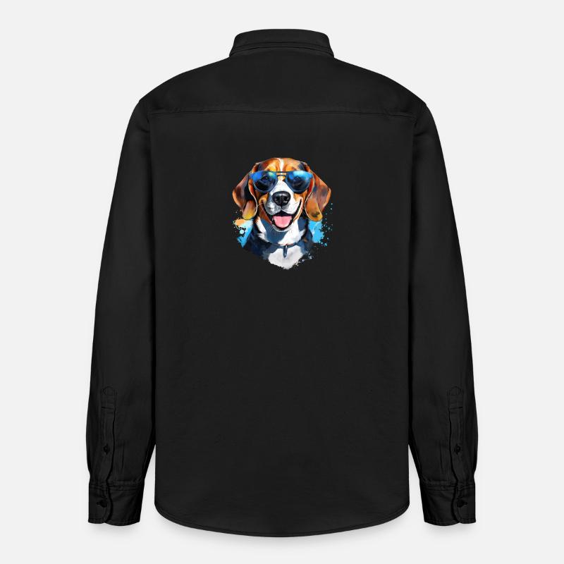 Beagle avec lunettes de soleil - Chemise unisexe coupe décontractée bio Stanley/Stella - noir délavé