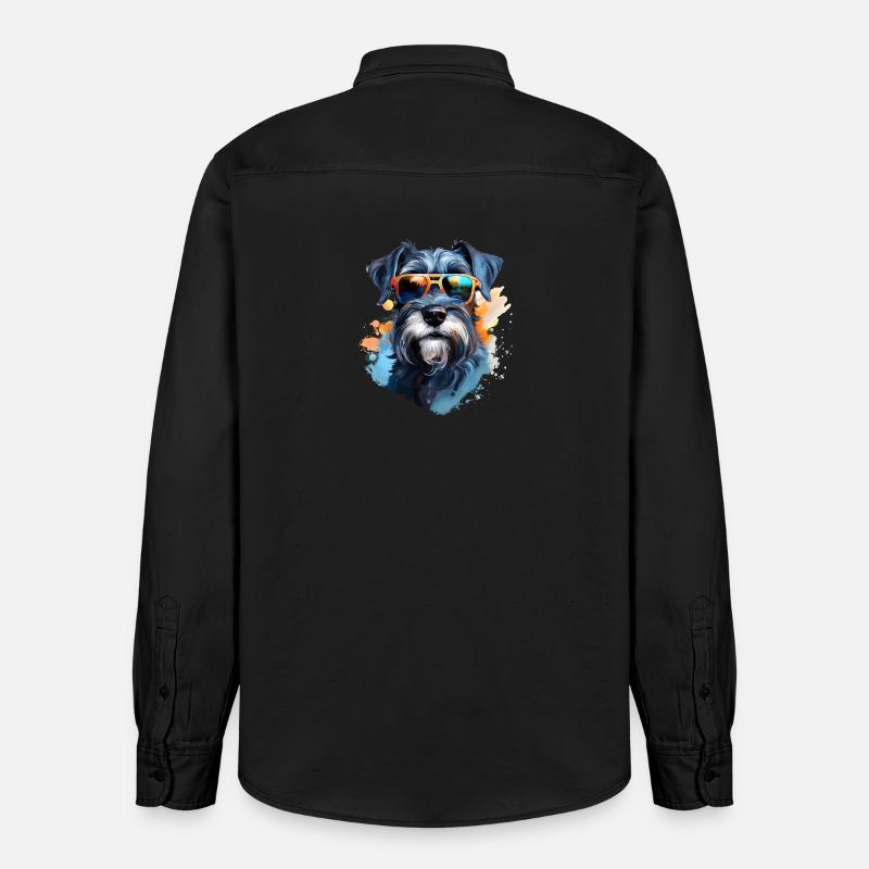 Schnauzer avec lunettes de soleil - Chemise unisexe coupe décontractée bio Stanley/Stella - noir délavé