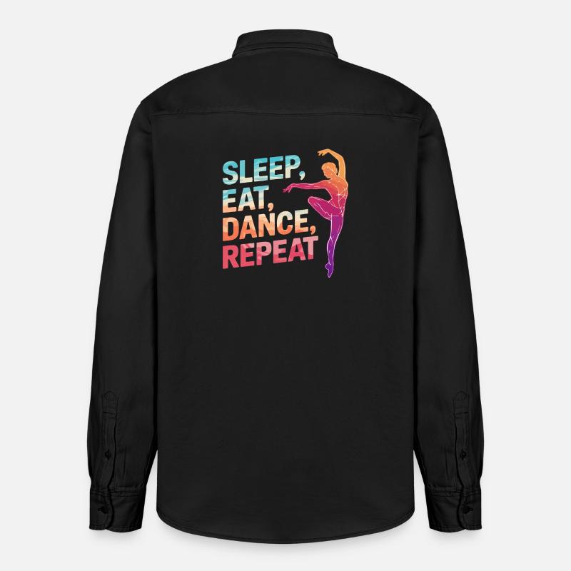 Dormir Manger Danse Répéter - Chemise unisexe coupe décontractée bio Stanley/Stella - noir délavé