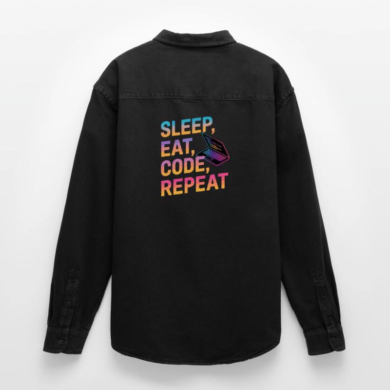 Dormir, manger, coder, répéter Chemise unisexe coupe décontractée bio Stanley/Stella