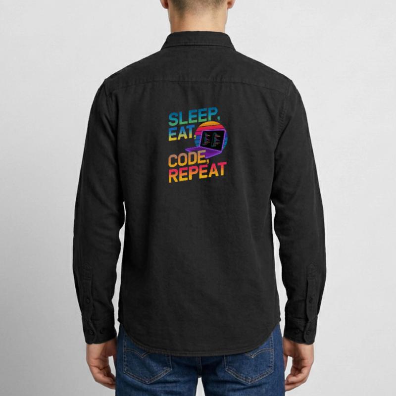 Sleep Eat Code Repeat Geschenk für Coder Relaxed Fit Unisex Organic Hemd von Stanley/Stella