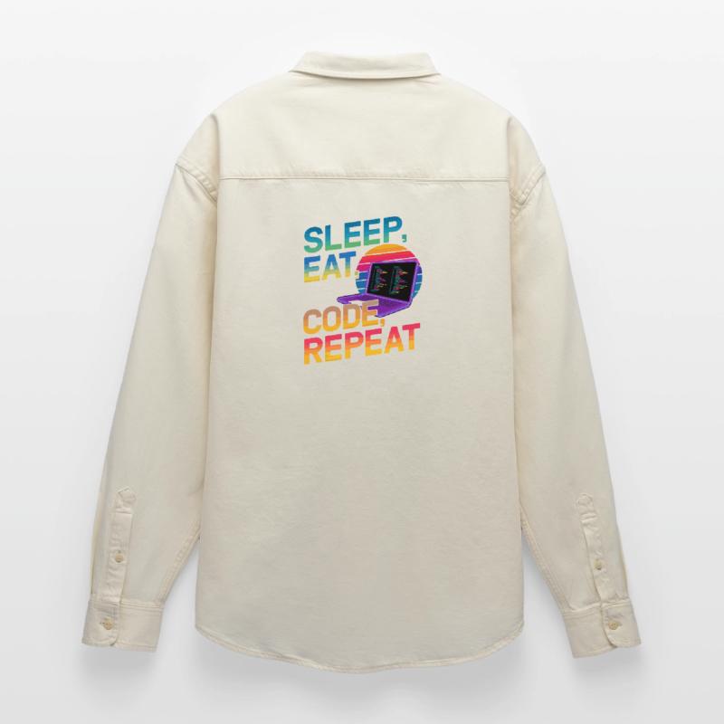 Sleep Eat Code Repeat Gift For Coder Relaxed Fit Unisex Organic Shirt by Stanley/Stella