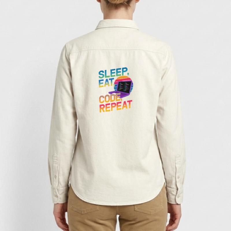 Sleep Eat Code Repeat Gift For Coder Relaxed Fit Unisex Organic Shirt by Stanley/Stella