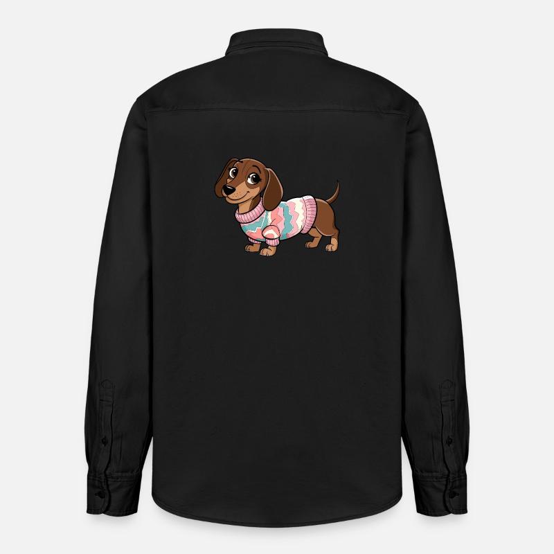 Pull douillet teckel - Chemise unisexe coupe décontractée bio Stanley/Stella - noir délavé