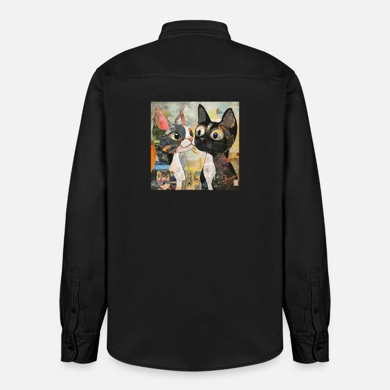 cat cats katze katze collage - Relaxed Fit Unisex Organic Hemd von Stanley/Stella - washed Black