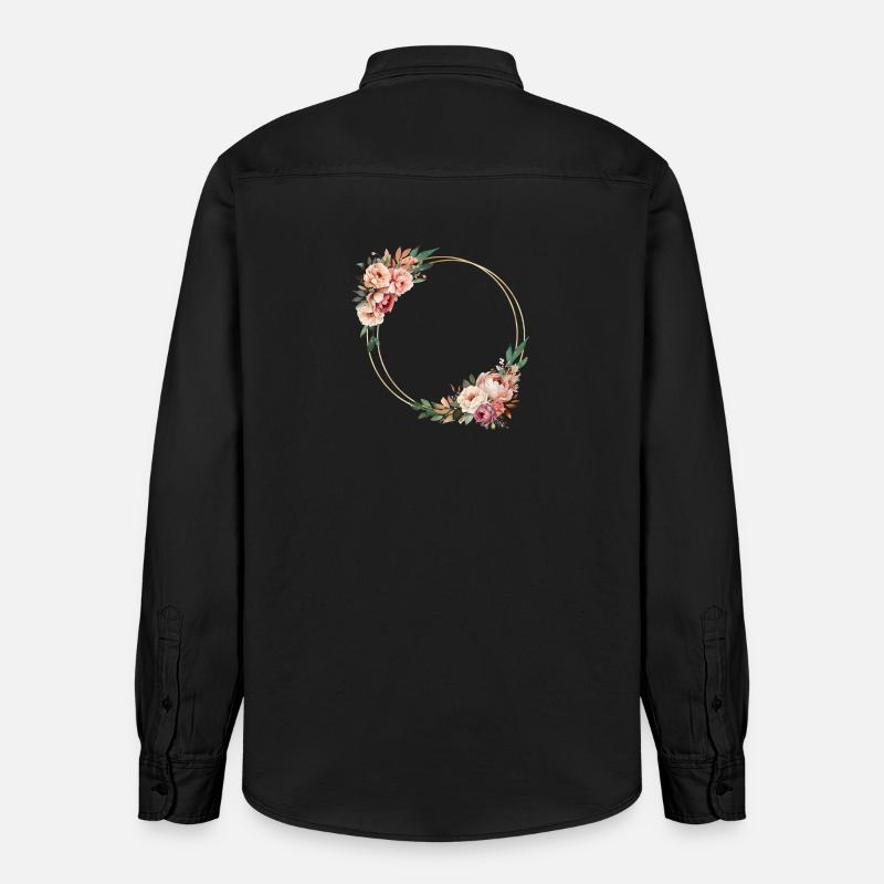 Couronne de fleurs rustique, personnalisable - Chemise unisexe coupe décontractée bio Stanley/Stella - noir délavé