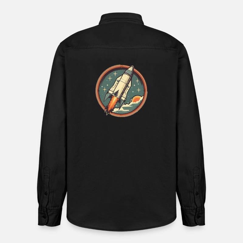 Fusée Rétro - Fusée Spatiale - Chemise unisexe coupe décontractée bio Stanley/Stella - noir délavé