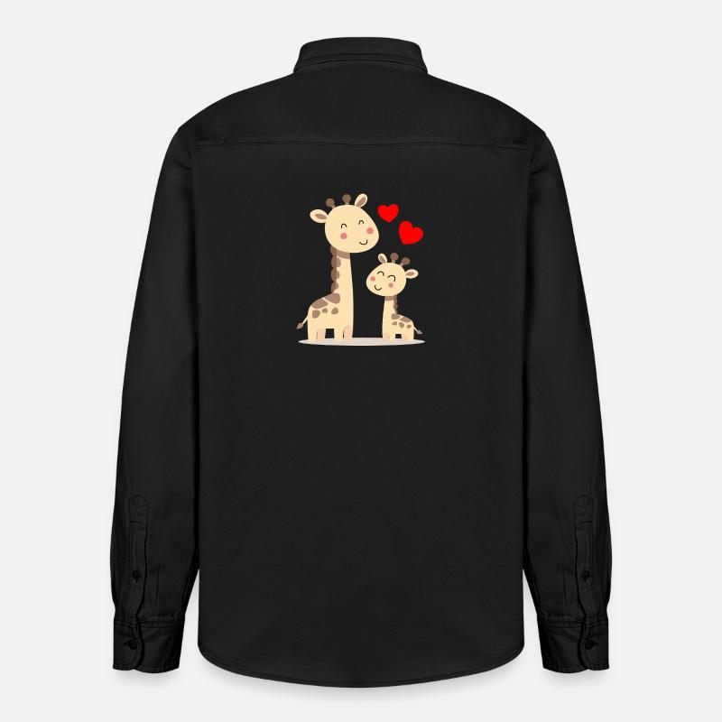 Bébé Girafe avec Maman Girafe - Chemise unisexe coupe décontractée bio Stanley/Stella - noir délavé