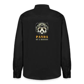 Panda in Mission / Military - Relaxed Fit Unisex Organic Shirt by Stanley/Stella - washed black - Back - AI Model Male 178 light (178cm)