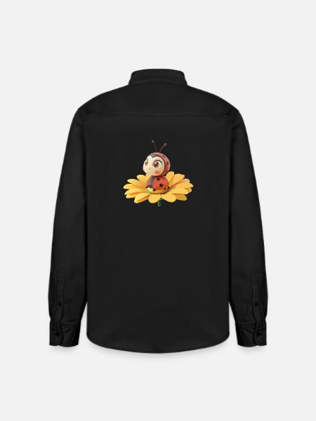 Cute ladybug on a flower - Relaxed Fit Unisex Organic Shirt by Stanley/Stella - washed black