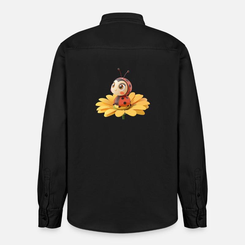 Cute ladybug on a flower - Relaxed Fit Unisex Organic Shirt by Stanley/Stella - washed black