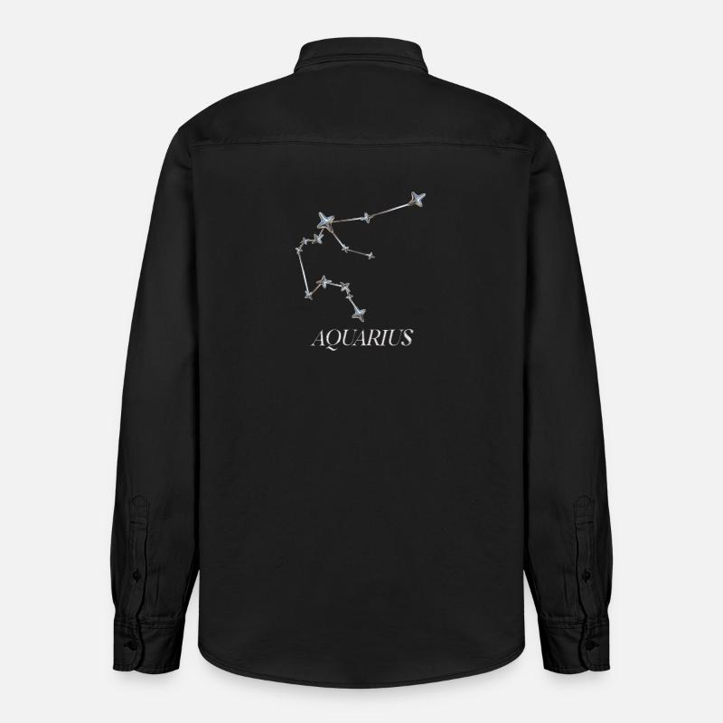 Aquarius Sternbild – Silber Minimal-Konstellation - Relaxed Fit Unisex Organic Hemd von Stanley/Stella - washed Black