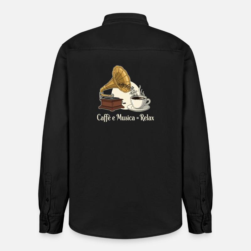 Caffè e Musica = Se détendre - Chemise unisexe coupe décontractée bio Stanley/Stella - noir délavé