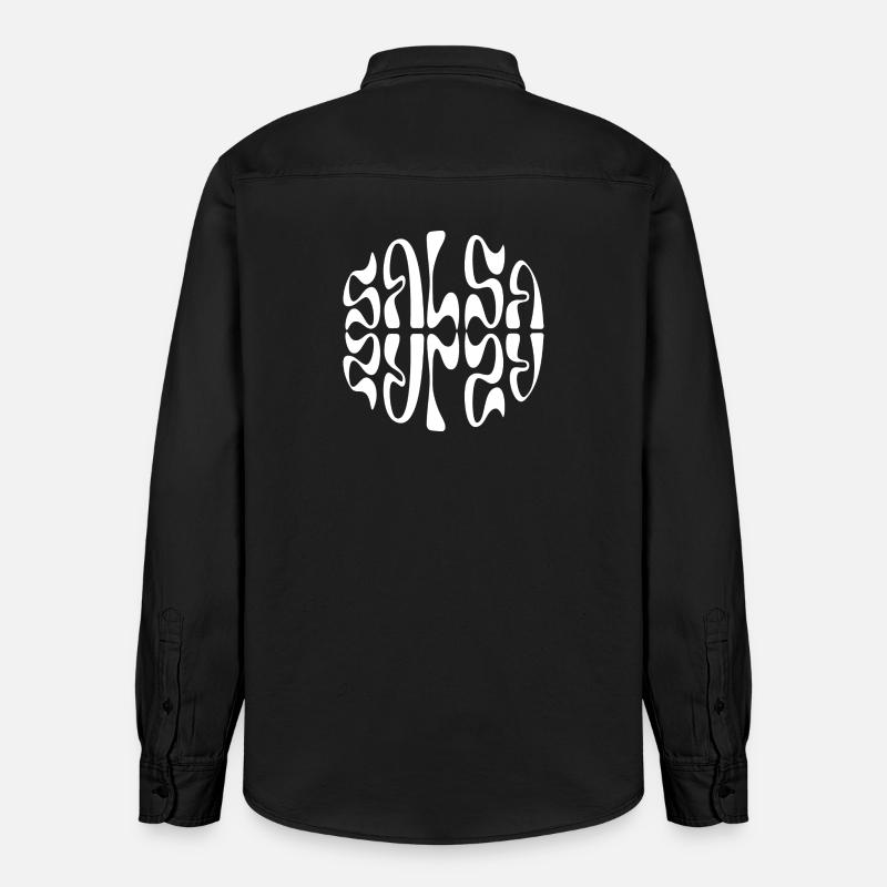 Typographie circulaire Salsa Pulse - Chemise unisexe coupe décontractée bio Stanley/Stella - noir délavé