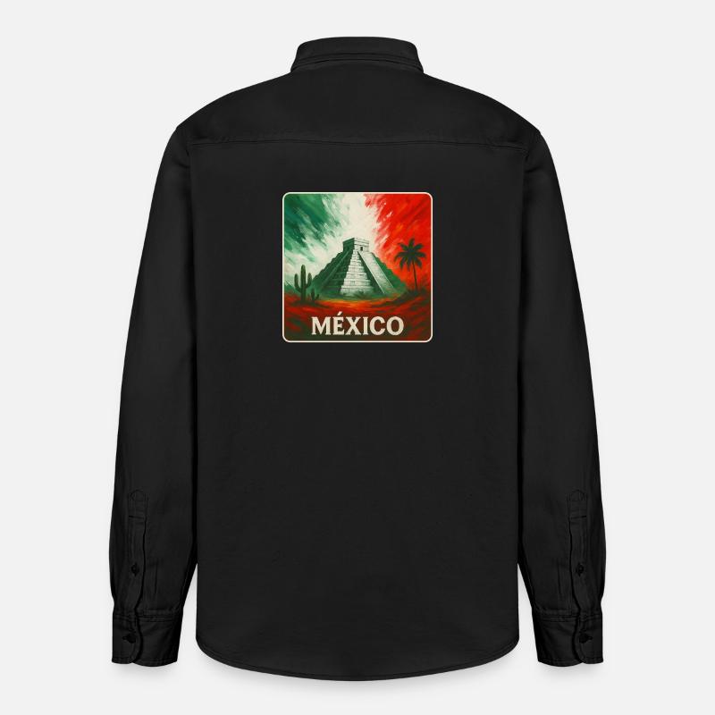 Conception des pyramides du Mexique - Chemise unisexe coupe décontractée bio Stanley/Stella - noir délavé