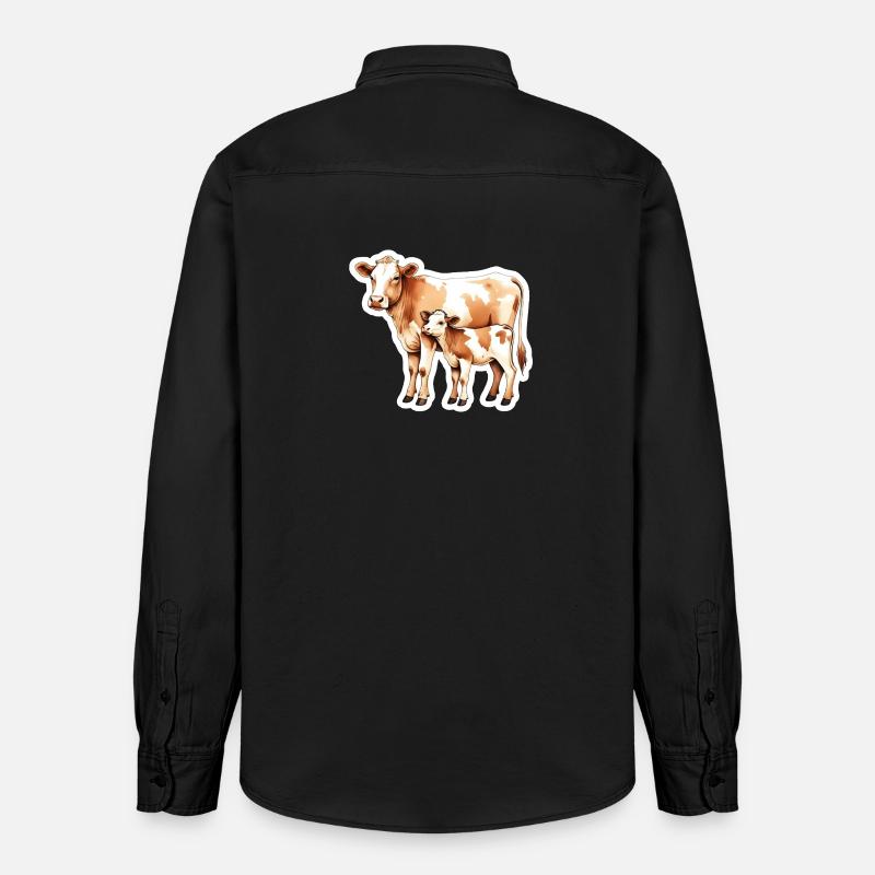 Kuhliebe – Mutter und Kalb - Relaxed Fit Unisex Organic Hemd von Stanley/Stella - washed Black