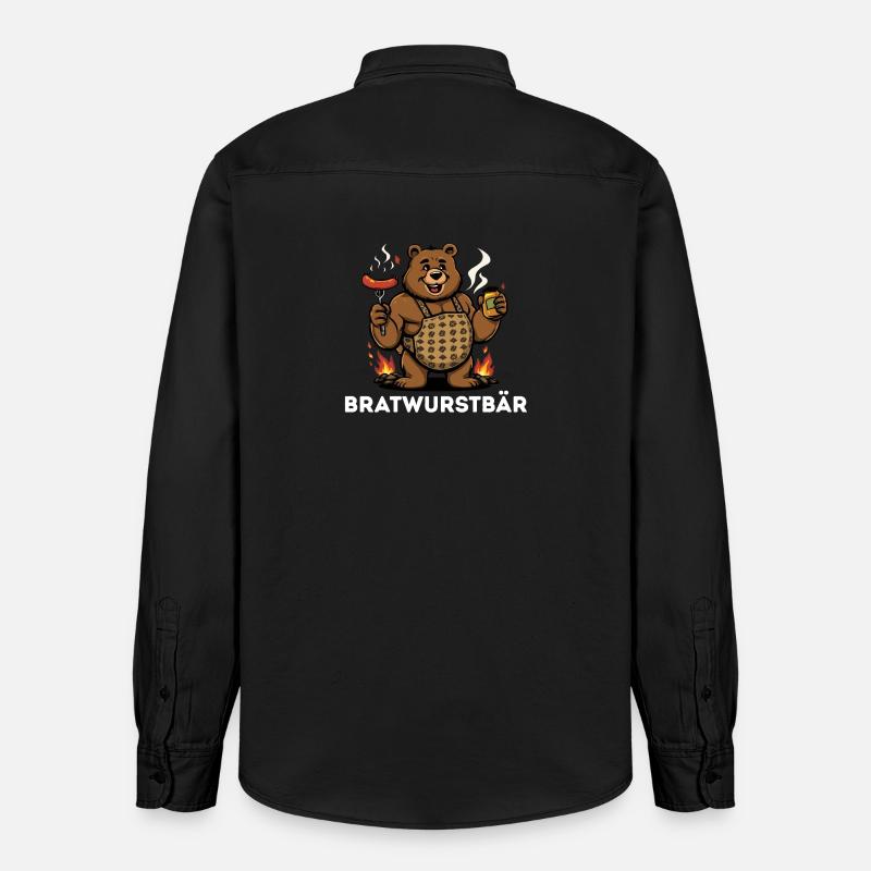 Bratwurst Bear Idée cadeau barbecue - Chemise unisexe coupe décontractée bio Stanley/Stella - noir délavé