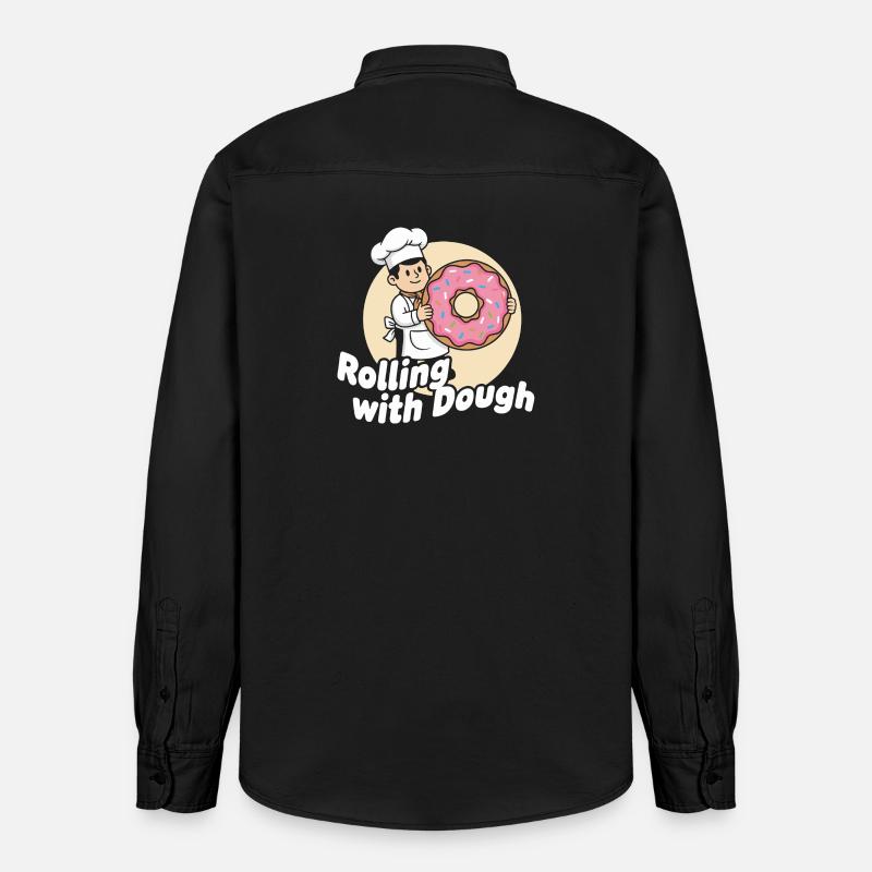 Dessin animé Donut Baker - Chemise unisexe coupe décontractée bio Stanley/Stella - noir délavé