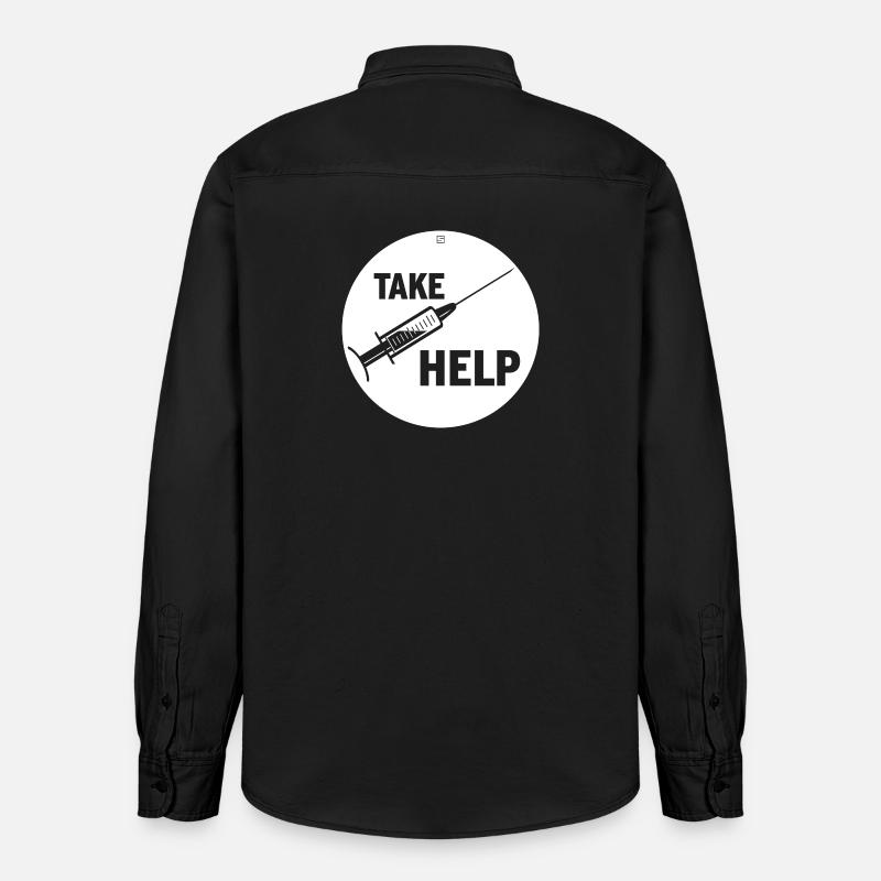 TAKE HELP - Relaxed Fit Unisex Organic Hemd von Stanley/Stella - washed Black
