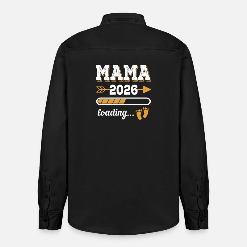 Mama 2026 Loading Zukünftige Mutter Geschenk - Relaxed Fit Unisex Organic Hemd von Stanley/Stella - washed Black