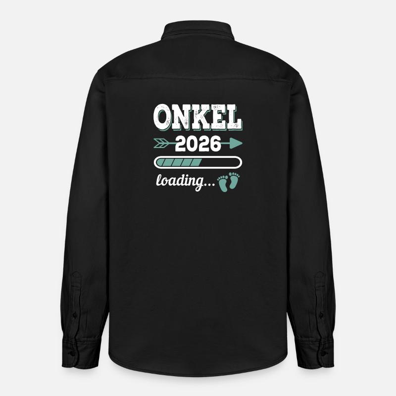Onkel 2026 Loading Werdender Onkel Geschenkidee - Relaxed Fit Unisex Organic Hemd von Stanley/Stella - washed Black