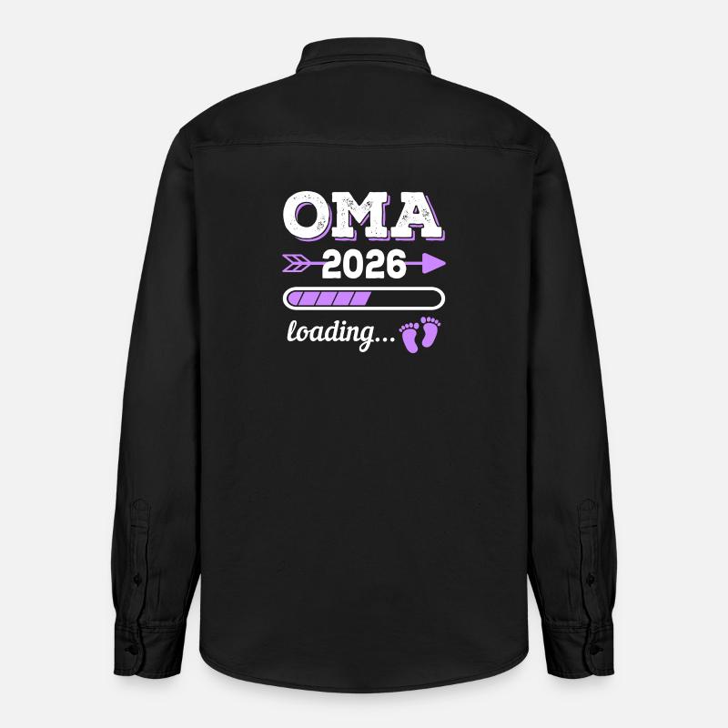 Oma 2026 Loading Schwangerschaft Geschenkidee - Relaxed Fit Unisex Organic Hemd von Stanley/Stella - washed Black
