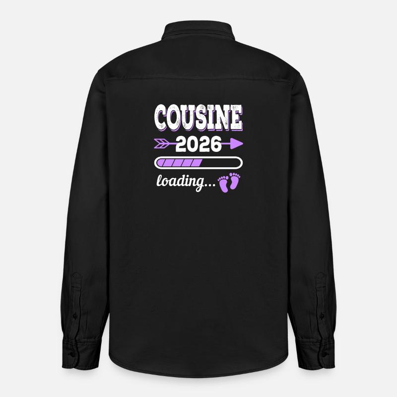 Cousine 2026 Loading Schwangerschaft Geschenkidee - Relaxed Fit Unisex Organic Hemd von Stanley/Stella - washed Black