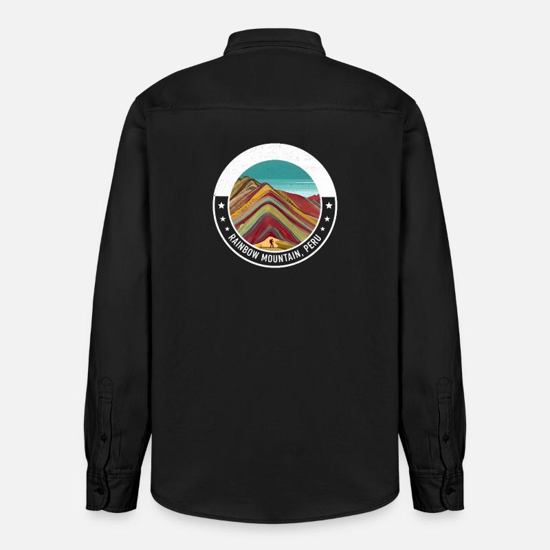 Regenbogenberg Peru Farbexplosion - Relaxed Fit Unisex Organic Hemd von Stanley/Stella - washed Black