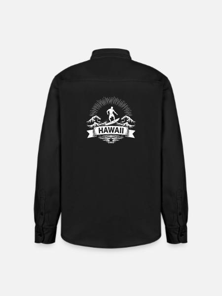 Hawaii Surfer Surfer on Pacific Wave - Relaxed Fit Unisex Organic Shirt by Stanley/Stella - washed black