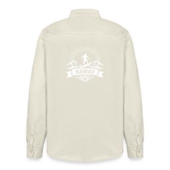 Hawaii Surfer Surfer on Pacific Wave - Relaxed Fit Unisex Organic Shirt by Stanley/Stella - soft Ecru - Back - AI Model Male 178 light (178cm)
