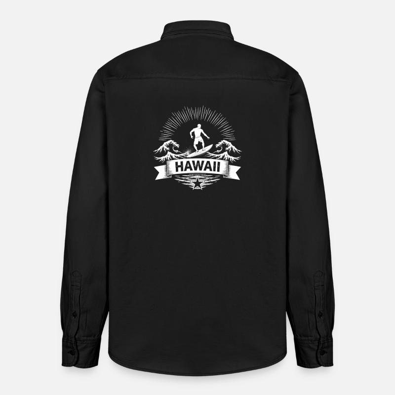 Hawaii Surfer Surfer on Pacific Wave - Relaxed Fit Unisex Organic Shirt by Stanley/Stella - washed black
